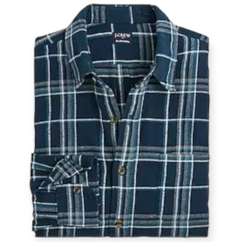 J. CREW Plaid Flannel Shirt Blue Grey Soft Classic Flannel Button Up NWT